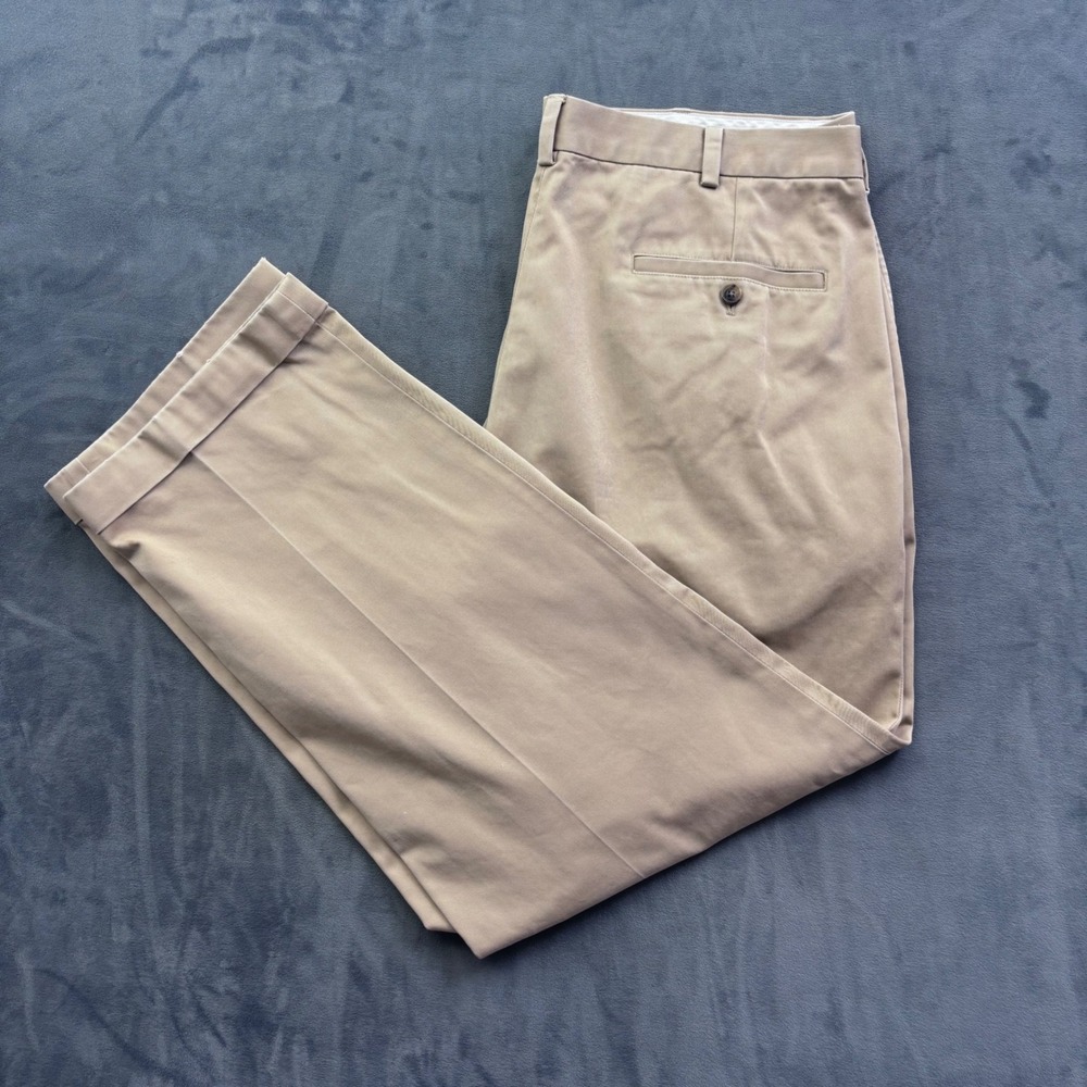 Brooks Brothers Advantage Chino Elliot Khaki Pleated Cuffed Pants 38x30 Tan